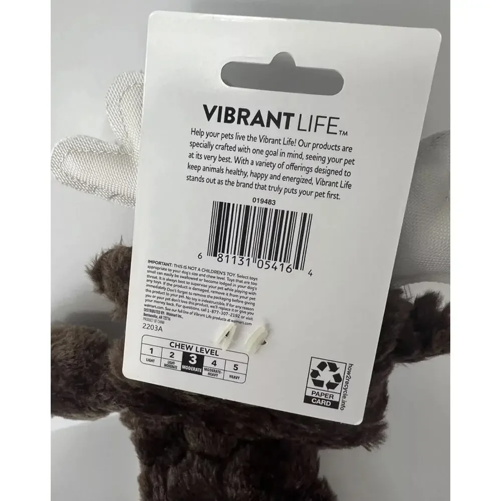Super Fun Vibrant Life Tough Buddy Dog’s Toy Chew Level 3 M Durable Moose 20IN